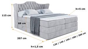 Boxspringbett VILA KING Grau - Breite: 160 cm