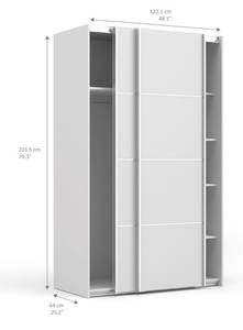 l' armoire Veto Blanc - En partie en bois massif - 122 x 202 x 64 cm