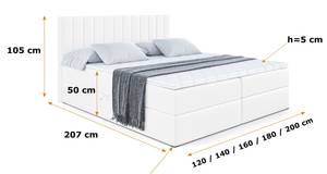 Boxspringbett EDITA Hochglanz Weiß - Breite: 120 cm - H3