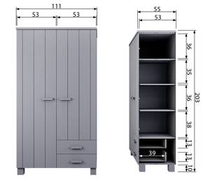 Kleiderschrank Dennis Beton Dekor - Steingrau