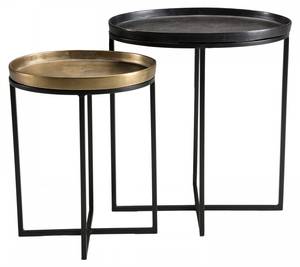 2 tables d'appoint ovales Noir - Métal - 30 x 56 x 47 cm