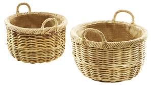 2tlg. Set Kaminholzkorb FIREWDBSK 69 Braun - Rattan - 54 x 32 x 54 cm