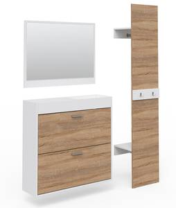 Garderobe Weiß - Holzwerkstoff - Glas - 40 x 200 x 58 cm