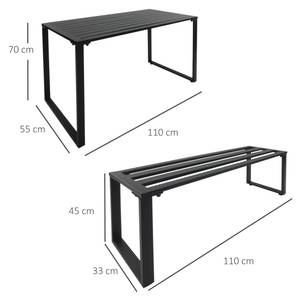 Outdoor Möbelset 84B-250 Schwarz - Metall - 55 x 70 x 110 cm