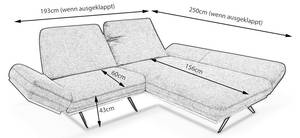 KAWOLA Ecksofa NINO Stoff petrol Ecke davorstehend rechts