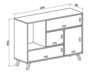 Sideboard WIND  Zement  Mattweiß Grau