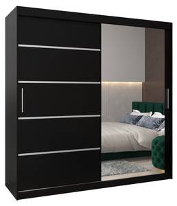 Schwebetürenschrank Verona 2 Schwarz - Grauspiegel - Breite: 200 cm