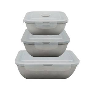 Set de 3 Lunch box Gris - Métal - 13 x 7 x 20 cm