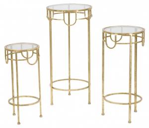 Couchtisch-Trio Gold - Metall - 33 x 70 x 33 cm