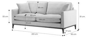 Dreisitzer-Sofa Linara Creme