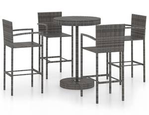 Bar-Set (5-teilig) Grau - Kunststoff - Polyrattan - 76 x 106 x 76 cm