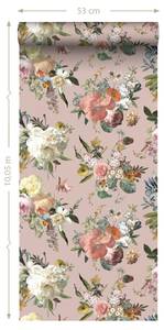 papier peint fleurs vintage 7378 Rose foncé - Fibres naturelles - Textile - 53 x 1005 x 1005 cm