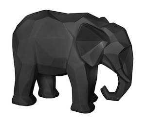 Statue Origami Eléphant Noir - Matière plastique - 15 x 21 x 28 cm