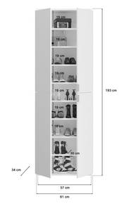 Garderobenaufstellung ProjektX Weiß - Holz teilmassiv - 195 x 193 x 34 cm