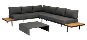 Loungeset Bari Grau - Metall - Massivholz - 295 x 75 x 230 cm