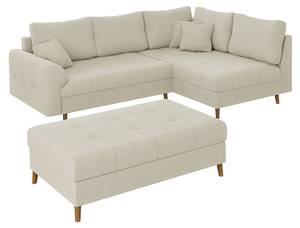 Ecksofa und Hocker Neo, Cord-Stoff Beige