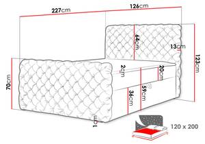 Boxspringbett Chesterfield Lux Honig - Breite: 126 cm