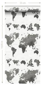 papier peint cartes du monde 7250 Gris - Fibres naturelles - Textile - 53 x 1005 x 1005 cm