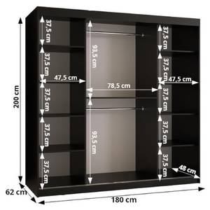 ARMOIRE À PORTES COULISSANTES FLUTES Largeur : 180 cm - Noir