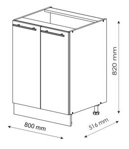 Meuble bas sous-évier Fame-Line 38332 Blanc brillant - Imitation chêne truffier de sonoma - 80 x 51 cm