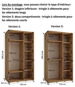 ARMOIRE À PORTES COULISSANTES DAVOS 9 Imitation chêne - Largeur : 130 cm