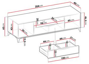 TV-Lowboard Xylix 2D Beige - Holzwerkstoff - 204 x 60 x 40 cm