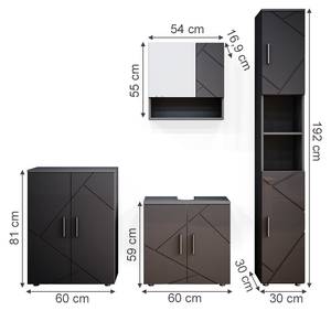 Badmöbelset Irma 4er Set Hochglanz Anthrazit