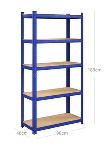 Standregal Blau - 90 x 40 x 180 cm - Metall