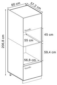 Armoire micro-ondes R-Line 30492 Bordeaux brillant - Blanc