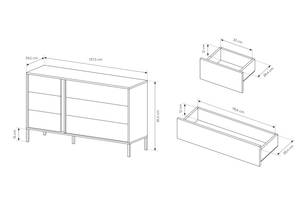 Commode DAST 6S LED Rose foncé - Bois manufacturé - Matière plastique - 138 x 82 x 40 cm