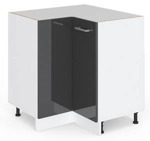 Eckschrank R-Line 29254 Hochglanz Anthrazit - Weiß