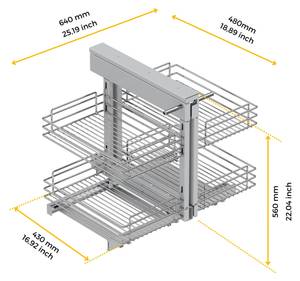 Ecksystem für Küchenschrank Suprastar Grau - Metall - 54 x 31 x 64 cm