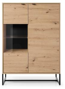 Vitrine AMBER SC93 2D Beige - Bois manufacturé - Matière plastique - 93 x 133 x 39 cm