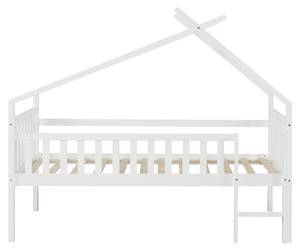 Lit cabane Sotkamo avec matelas Blanc - Bois massif - Bois/Imitation - 97 x 170 x 206 cm