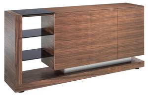 Buffet en bois de noyer et vitrail noir Noir - Marron - Bois/Imitation - En partie en bois massif - 170 x 83 x 40 cm