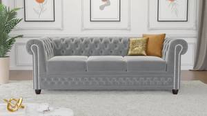 Sofa Karl 3-Sitzer Chesterfield Grau