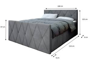 Boxspringbett CRISTI LUX 180 CL91 Grau Grau - Holzwerkstoff - 188 x 102 x 216 cm