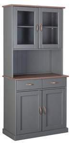 Vitrinenschrank Luzerna Grau - Massivholz - 90 x 191 x 45 cm