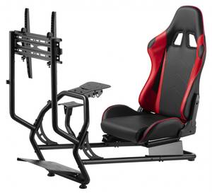 Racingchair Racing Cockpit LUMLRS03-BS- Schwarz - Metall - 130 x 110 x 55 cm