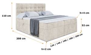 Boxspringbett BERO Ecru - 120 x 110 cm - H3