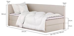 Boxspringbett MITTO CONTI TWIN Creme - Breite: 80 cm - H3