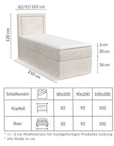 Boxspringbett Indeo Grau - Breite: 90 cm - H3