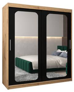 Armoire à portes coulissantes promo t3 Noir - Imitation chêne - Largeur : 180 cm - 2 porte