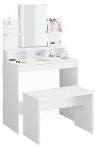 Schminktisch Ania Weiß mit Sitzbank Weiß - Holzwerkstoff - 80 x 139 x 40 cm