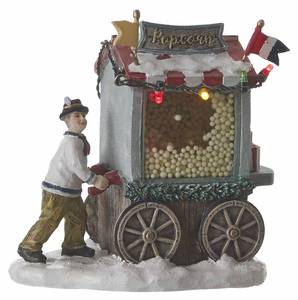 Weihnachtsdorf-Miniatur Popcornwagen Multifarben (11 x 7.5 x 12)