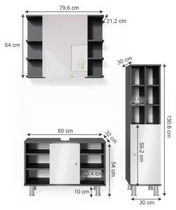 Badmöbel Set Fynn 34722 Anthrazit - Weiß