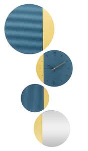 Horloge murale design THE BLUE SYMBIOSIS Bleu - Bois manufacturé - Verre - 54 x 133 x 1 cm