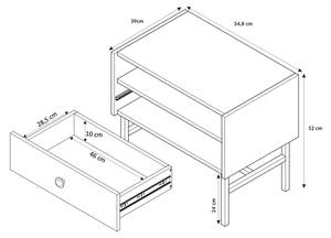 Nachttisch DIVENOS Grau - Holzwerkstoff - 55 x 52 x 39 cm