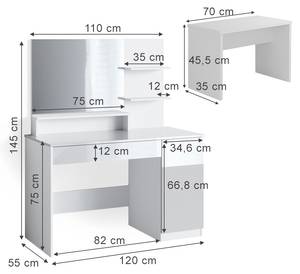 Schminktisch Elisa 35332 Weiß - Holzwerkstoff - 120 x 145 x 55 cm