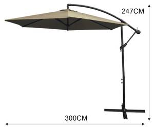 Sonnenschirm mit Sockel - Beige Beige - Metall - Kunststoff - Textil - 300 x 30 x 300 cm